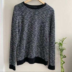 OAK + FORT Gray Marled Black Trim Knit Sweater
